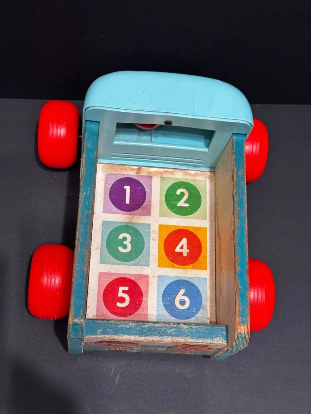 Fisher Price Pull Toy Milk Wagon 131 with Two Bottles, Vintage Circa 1965-1972